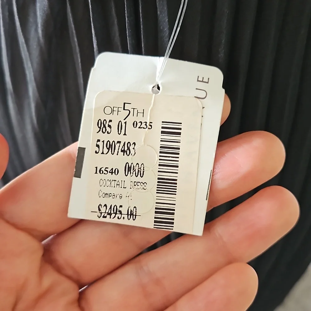 Saks Fifth Avenue black pleated gown - Picture 6 of 8